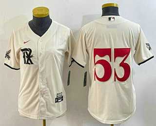 Women%27s Texas Rangers #53 Adolis Garcia Cream 2023 City Connect Cool Base Stitched Jersey->mlb womens jerseys->MLB Jersey